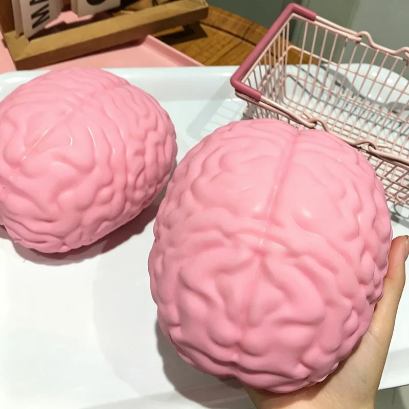 Squishy Jumbo Simulated Brain Fidget Toy Big Brain Model Stress Ball Halloween Prop Squeeze Toy ASMR Anxiety Relief Toys Decor