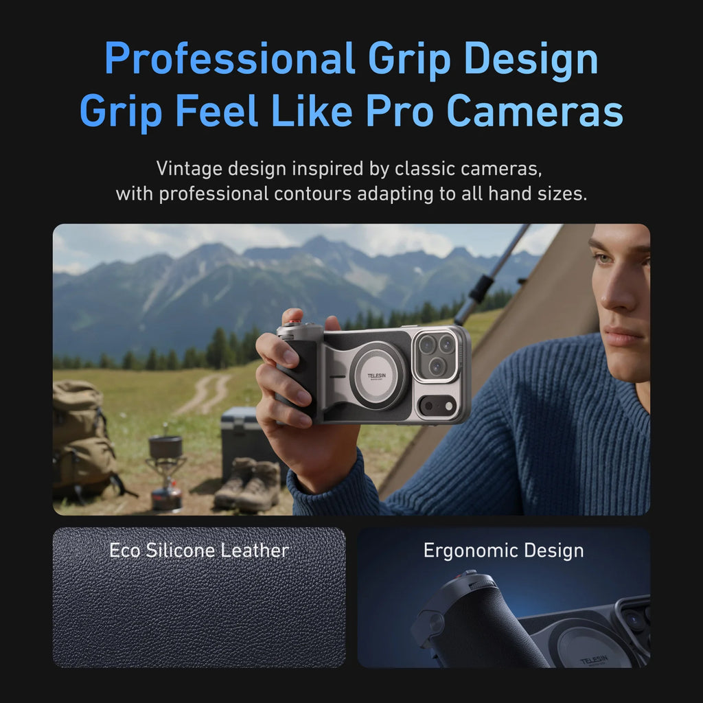 TELESIN Magnetic Master Grip Kit for iPhone 17 Pro ProMax Phone Camera Grip Standard Kit Graphene Cooling Case Handle Holder