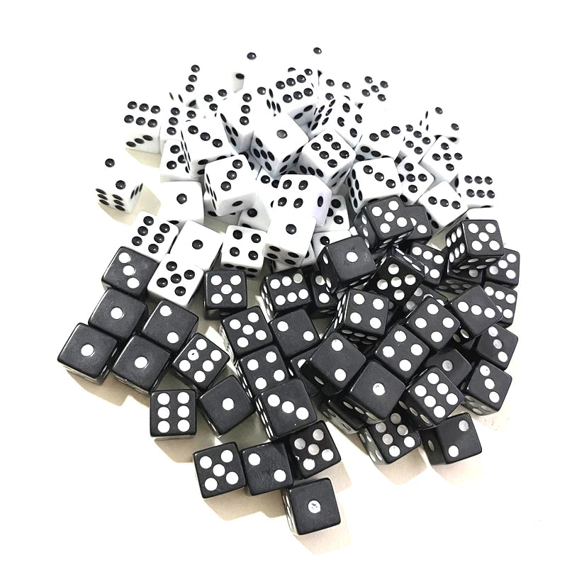 50PCS 8MM 10MM Square Point Dice Puzzle Game Send Children 6 Sided Dice DIY Game Accessory Small Size 8mm Black White Cube