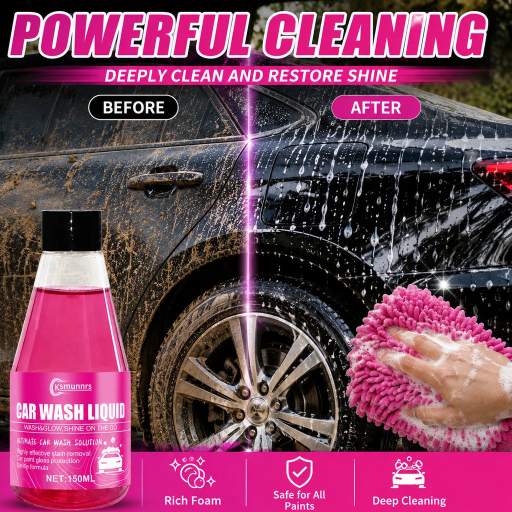 All-in-One Car Wash Wax, High Concentration Pink Foam Shampoo for Cars, Boats, Yachts and RVs