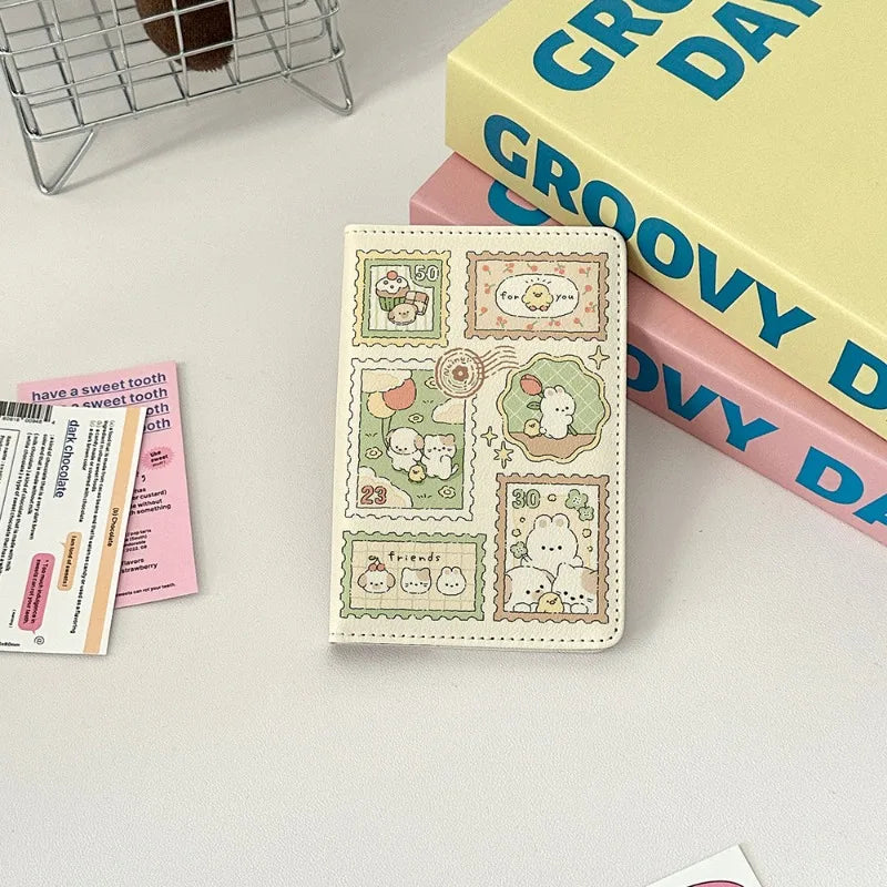 Cartoon Rabbit Passport Holder Pu Leather Multi-function Card Clamp Wallet Waterproof Light-weight Passport Cover Travel Outdoor
