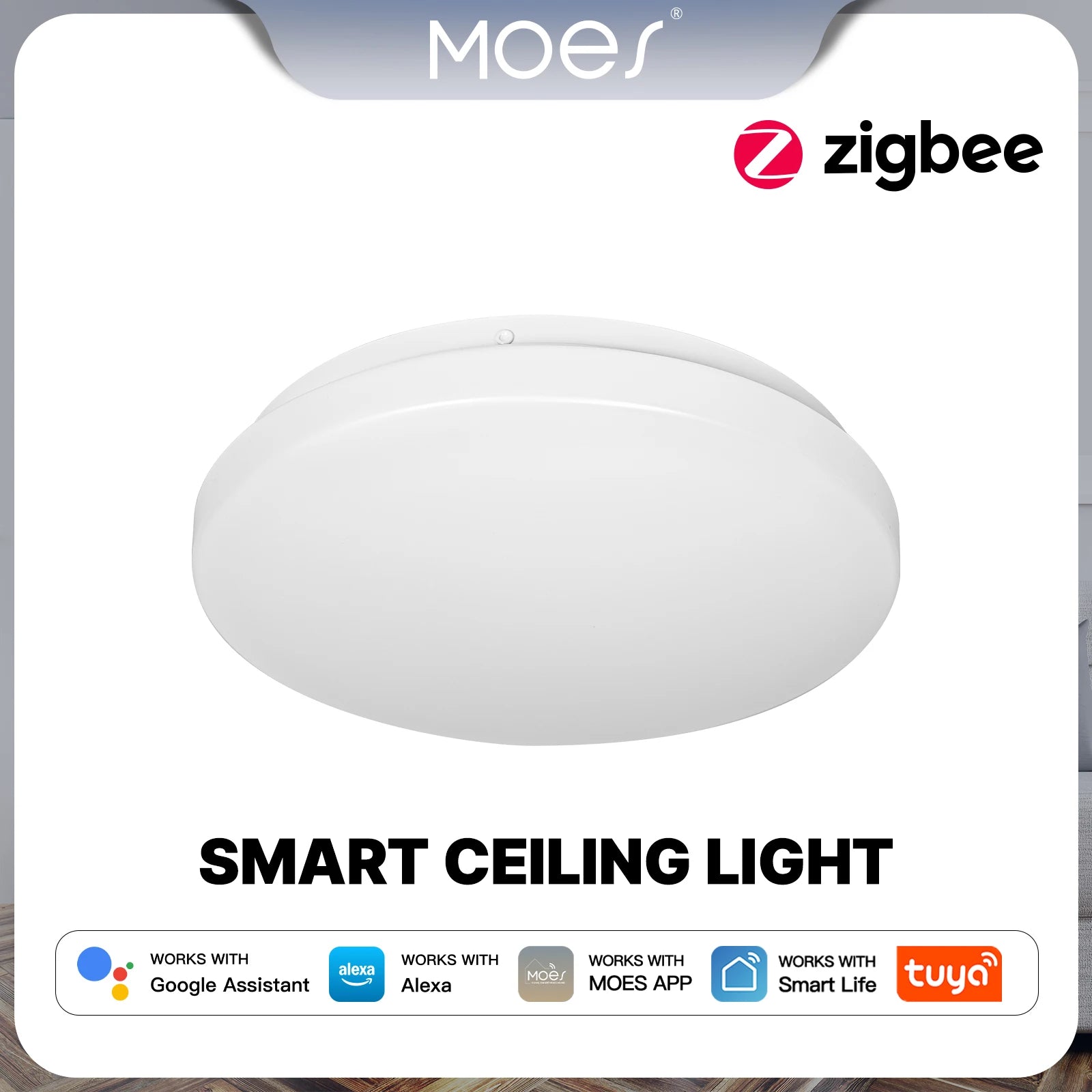 MOES Tuya Zigbee Smart Ceiling LED Light Ambient Lamp Color Temp Tunable RGB Dimming App Voice Control WorkWith Alexa GoogleHome
