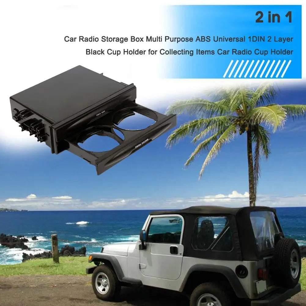 Car Drinks Mounts Holders Universal 2 In 1 Car Radio Drink Cup Holder Storage Box Interior Accessories ﻿New