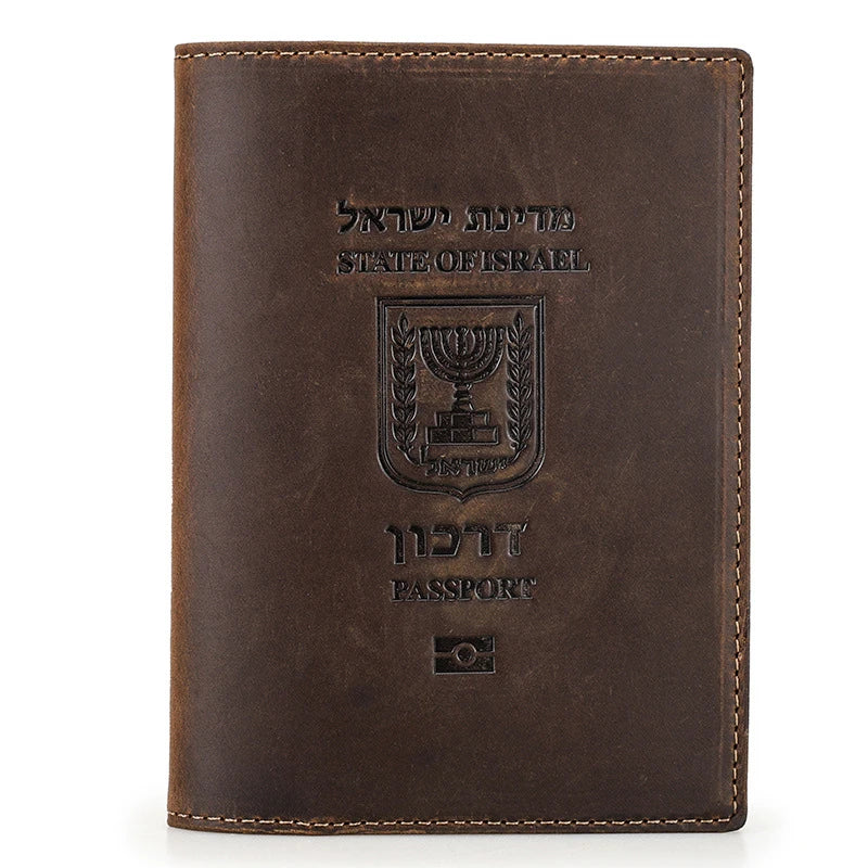 Genuine Cow Leather Passport Holder with AirTag Case - RFID Blocking Travel Wallet, Anti-Lost Pocket & Card Holder for Men Women