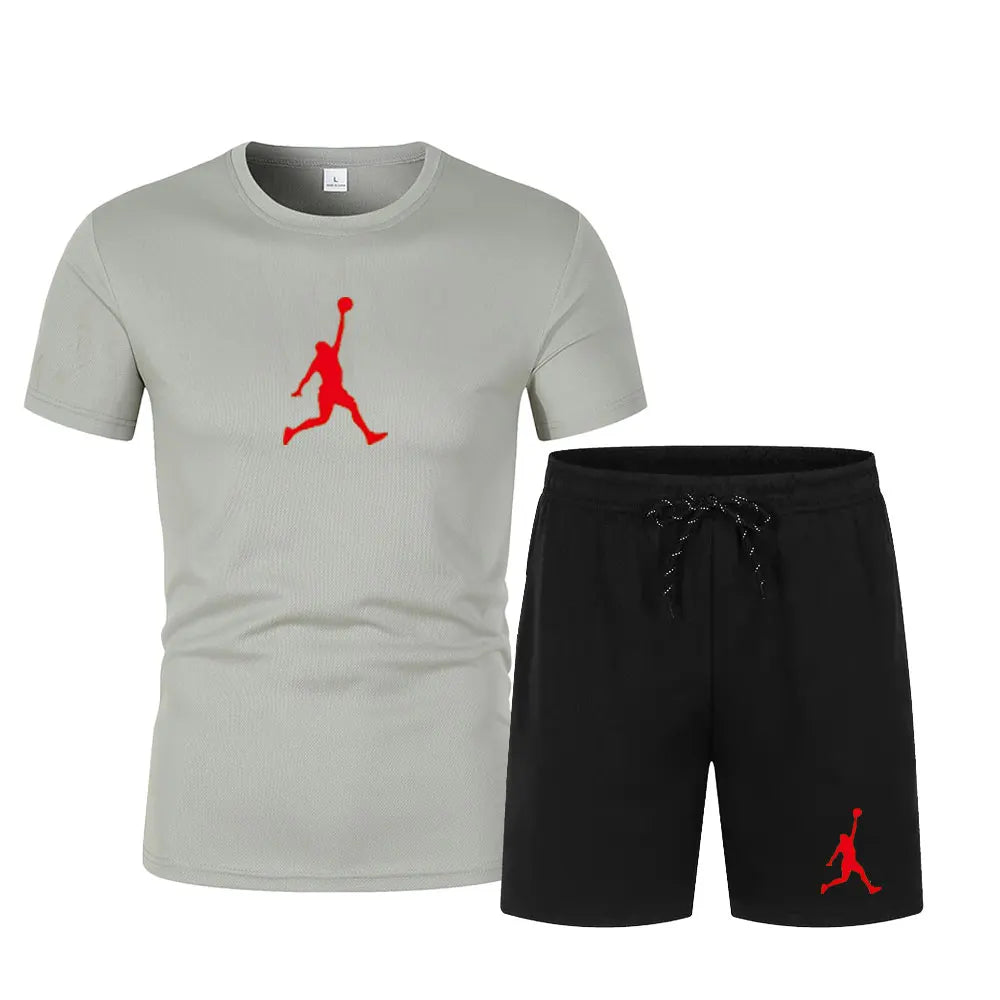2026 Summer Fashion Printed Men's Shorts Set Two Piece Set, Men's Quick Drying Breathable Sports Set Short Sleeve T-shirt Set Me