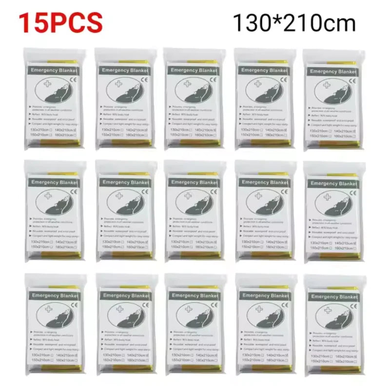 5-30Pc Outdoor Emergency Gold-Sliver Survival Blanket Waterproof First Aid Rescue Curtain Foil Thermal Military Blanket130X210Cm