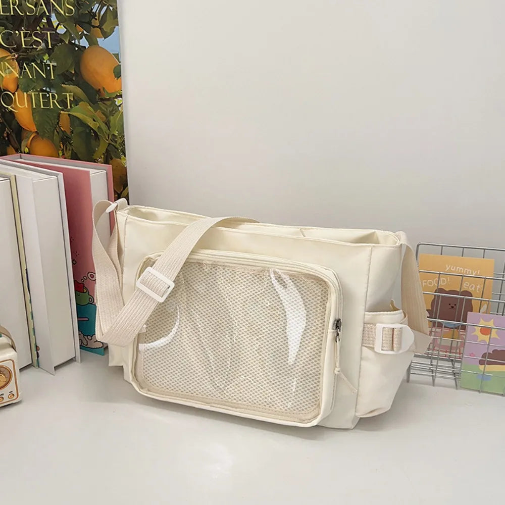 Zipper Bag Solid Color Itabag Nylon Cotton Doll Bag Transparent Bags Wallet Idol Merchandise Storage Shoulder Bag Gift