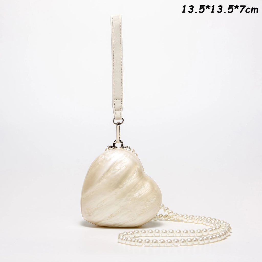 Chic Women Acrylic Cake Bag Cute Pearl Evening Clutch Bag Beading Pearl Purse For Wedding Party Luxury shoulder Handbag Designer