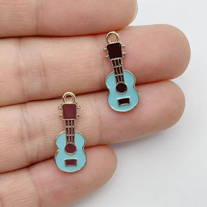 12pcs colorful guitar enamel pendants gold alloy instrument pendants DIY earrings bracelets necklaces jewelry making accessories