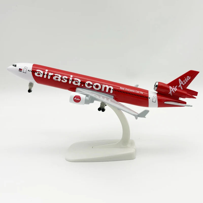 20cm Md11 Plane Model Airasia Md-11 Diecast Airplane Model Metal Scale Aircraft With Stand & Wheel Souvenir Plane Gift