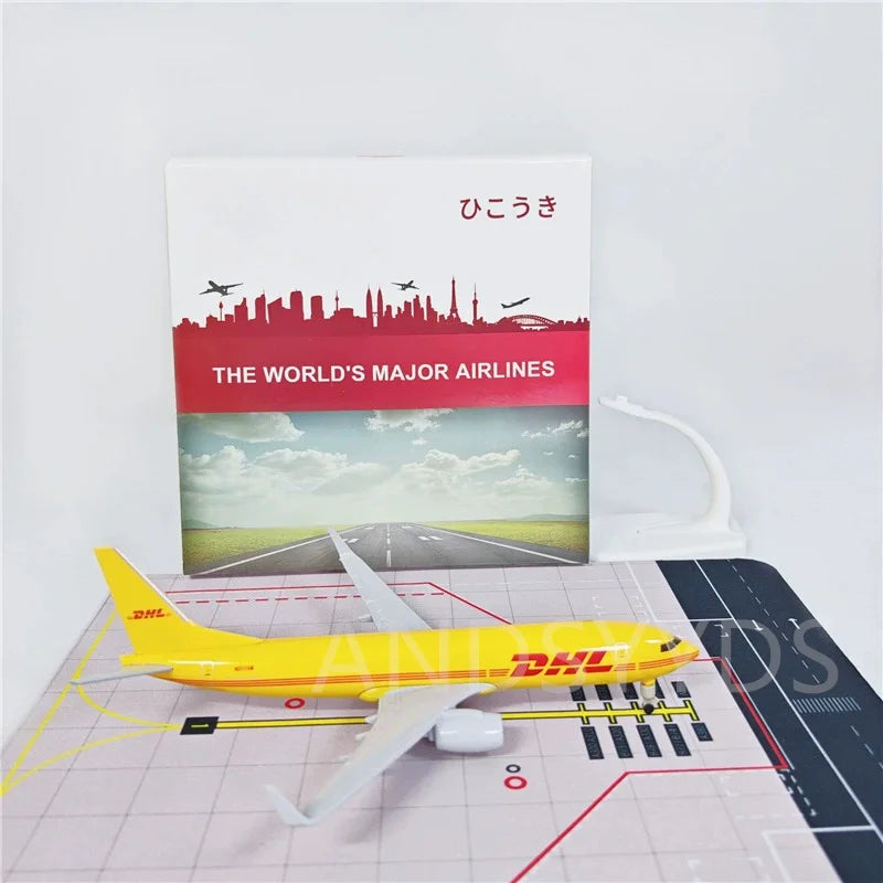 20cm DHL B737 Airways 1/400 Model Planes Alloy Aviation Figures Collection Miniature Items With Wheels Gift