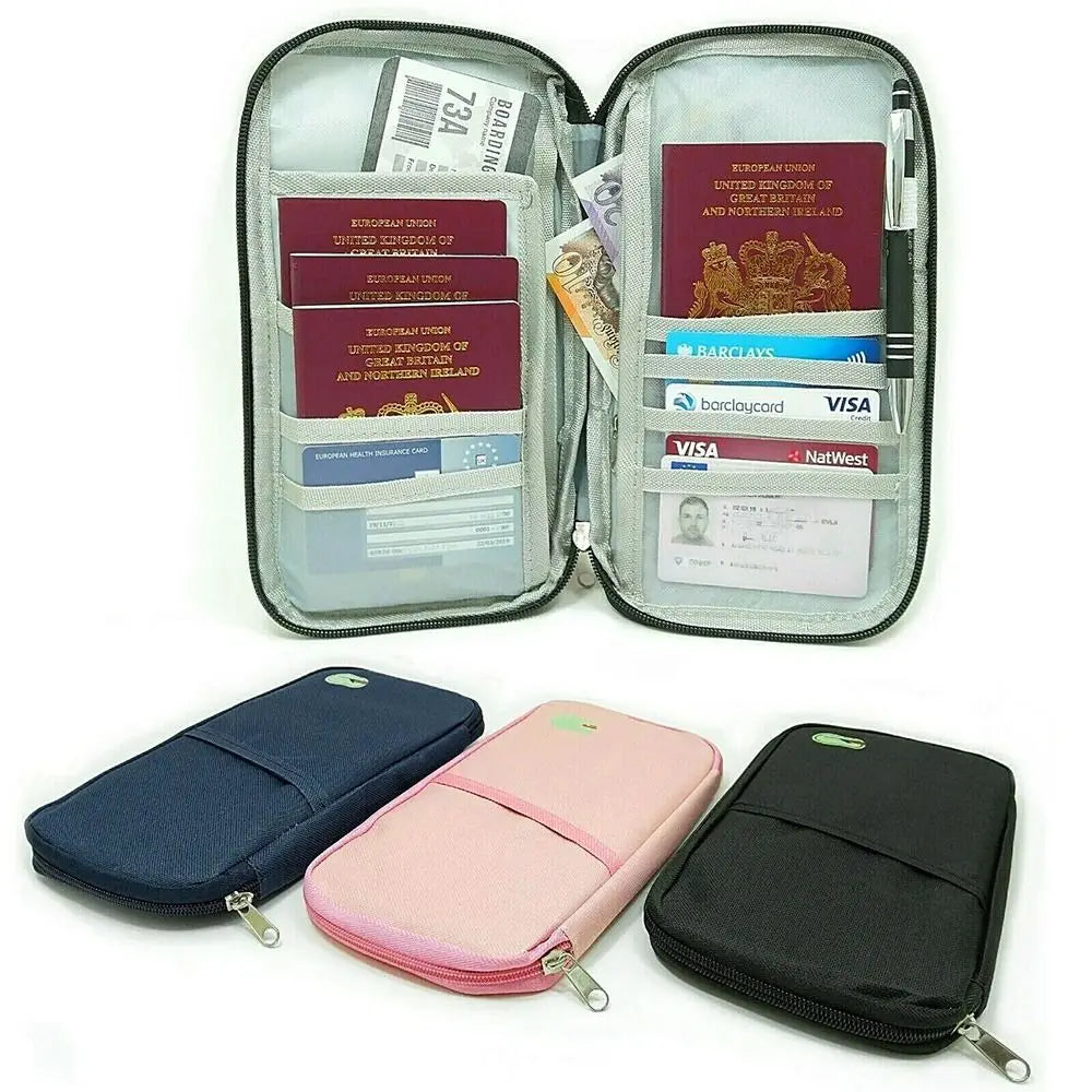 Travel Wallet Bag Purse Zip Case Organiser Passport Document Tickets Holder