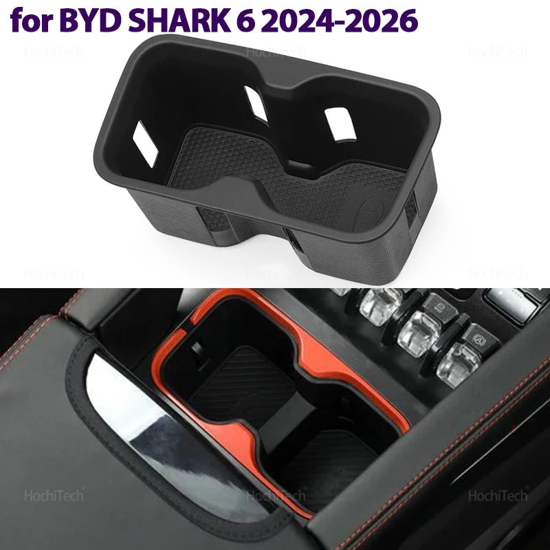 For BYD SHARK 6 2024 2025 2026 Anti-Slip New Car Water Cup Holder Drink Storage Box Center Console Car Interior Storage Tray