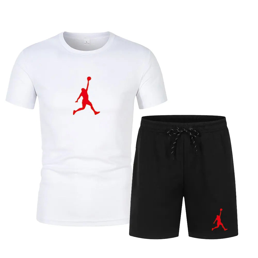 2026 Summer Fashion Printed Men's Shorts Set Two Piece Set, Men's Quick Drying Breathable Sports Set Short Sleeve T-shirt Set Me