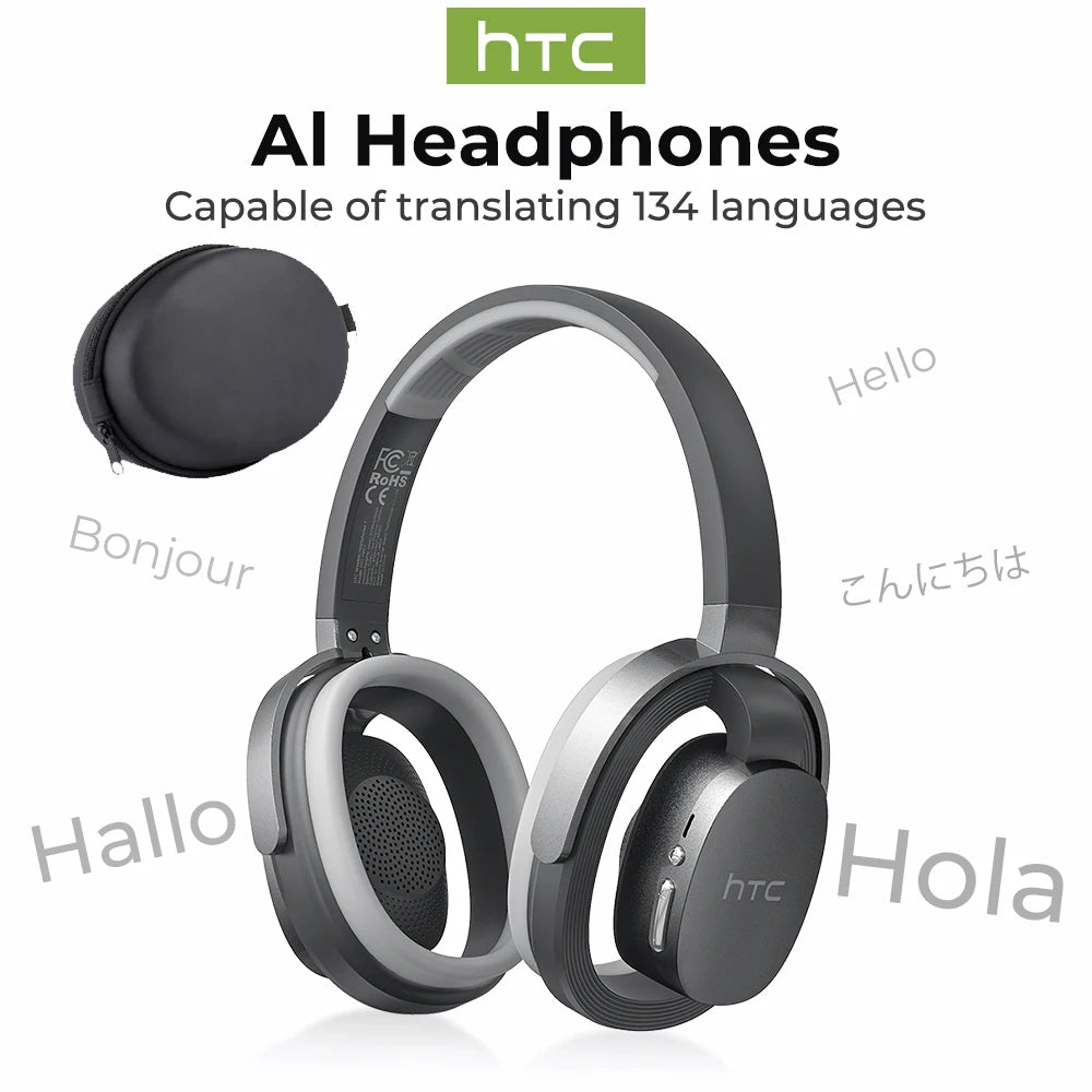 HTC HP07 Bluetooth V6.0 Wireless Open-Ear Headphones Foldable Punchy Bass Headset for PC Laptop phone TV lightweight Hollow Airy