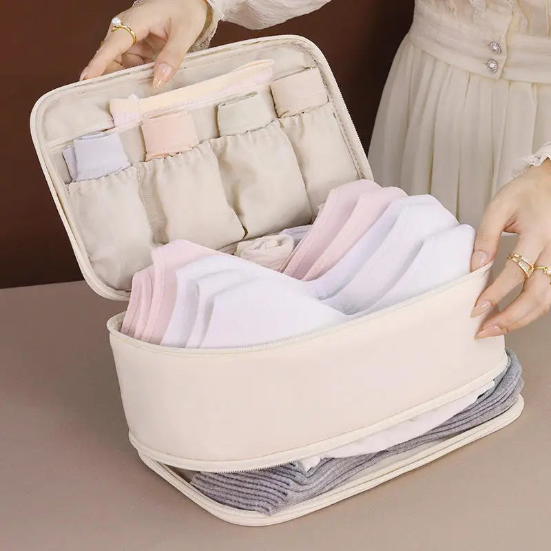 Travel Storage Bag Portable Underwear Pantyhose, Socks Organizing Bag, Double Layer Large Capacity Luggage Bag Travel Essentials