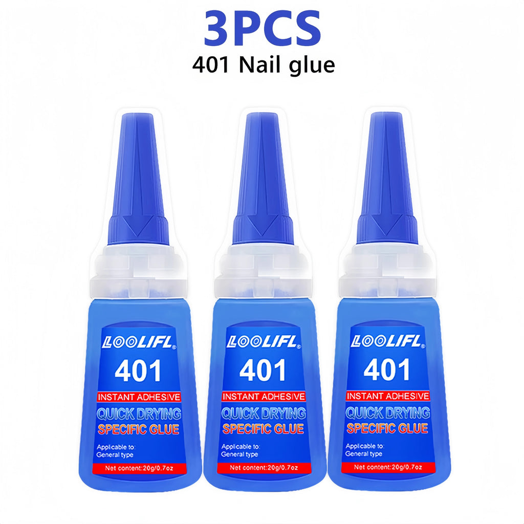 5PCS 401 Instant Nail Glue 20g - Quick Drying Super Adhesive for False Nails & Nail Tips