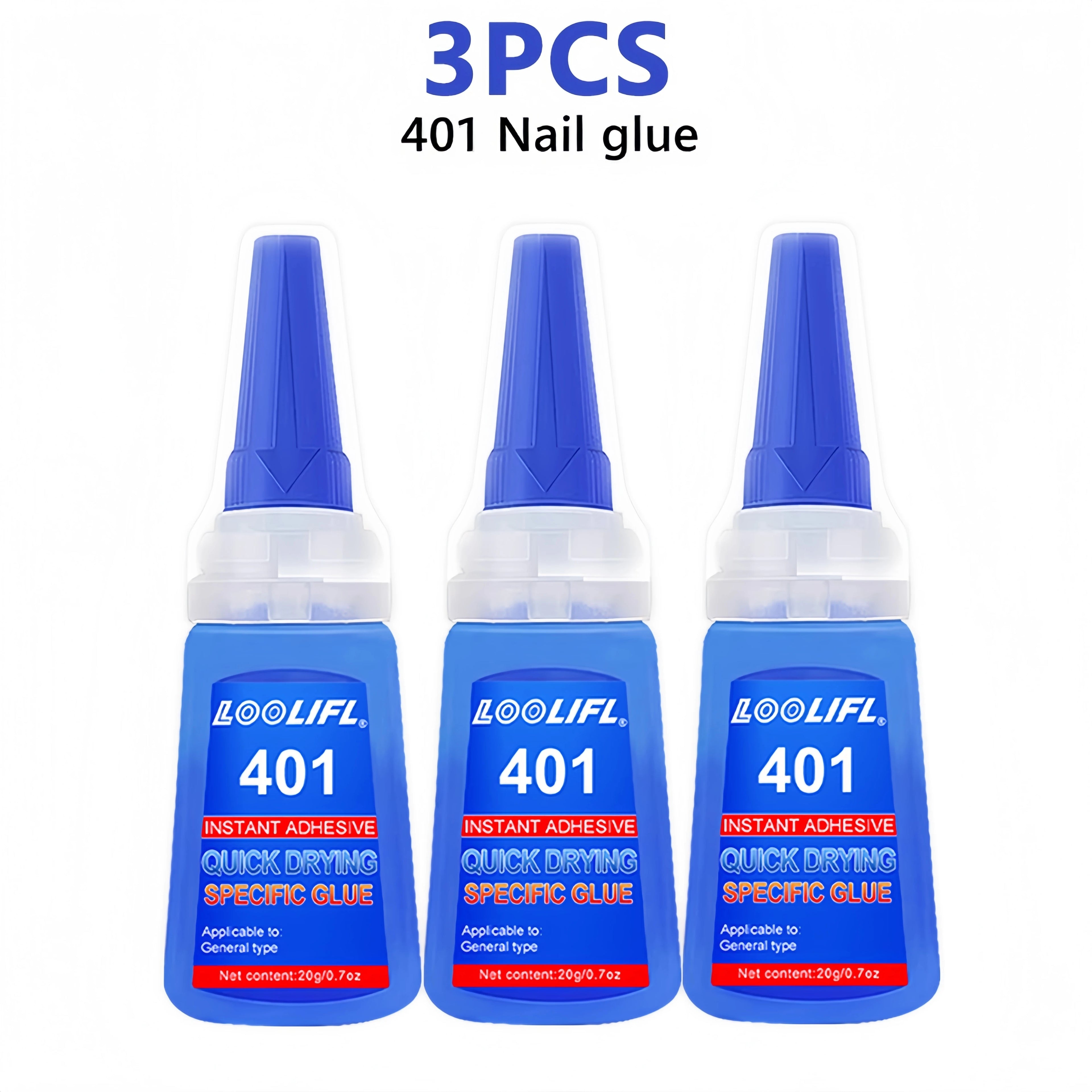 5PCS 401 Instant Nail Glue 20g - Quick Drying Super Adhesive for False Nails & Nail Tips