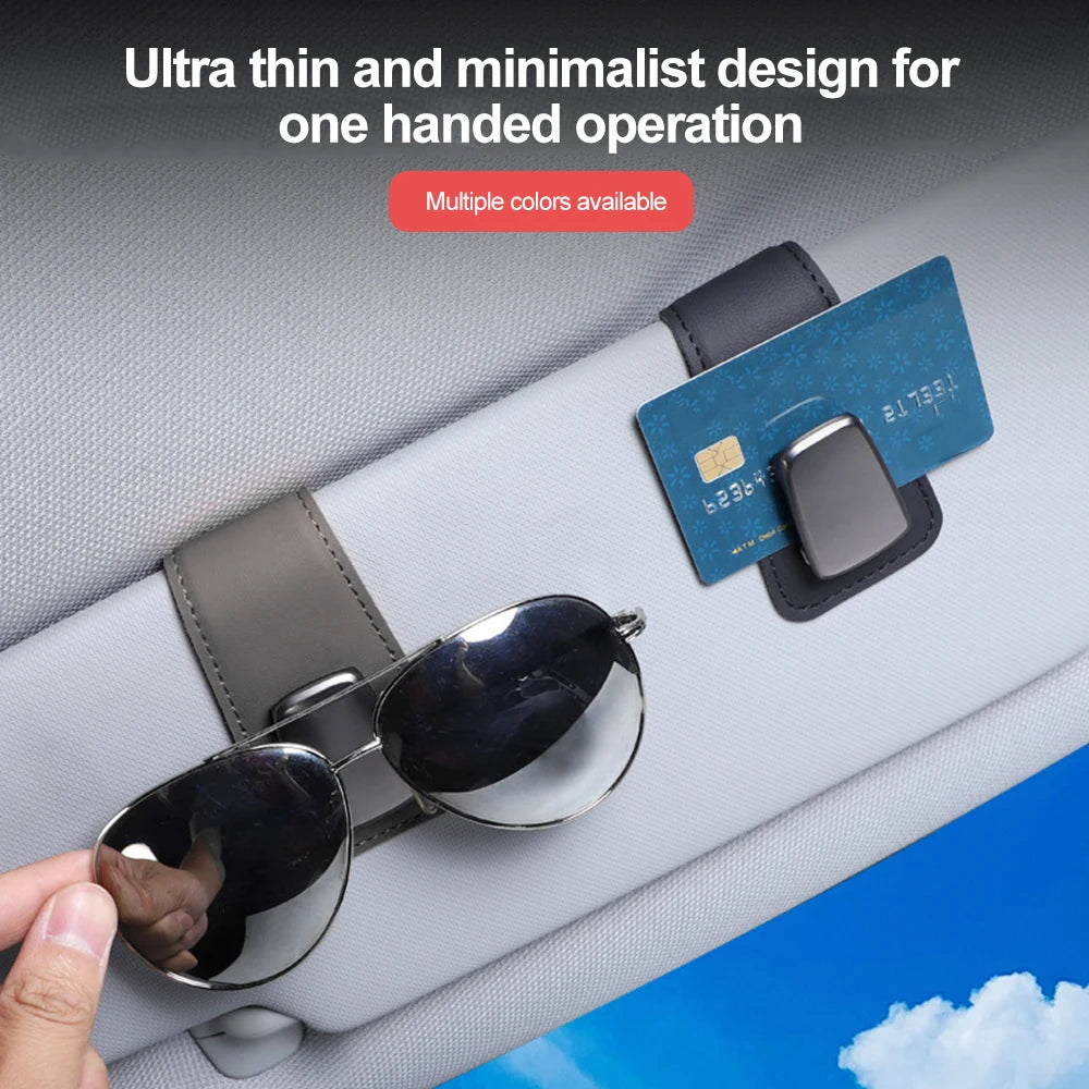 Multifunction Car Sun Visor Glasses Clip Leather Eyeglasses Clip Automobile Sunglasses Holder Card Case Auto Interior Accessorie