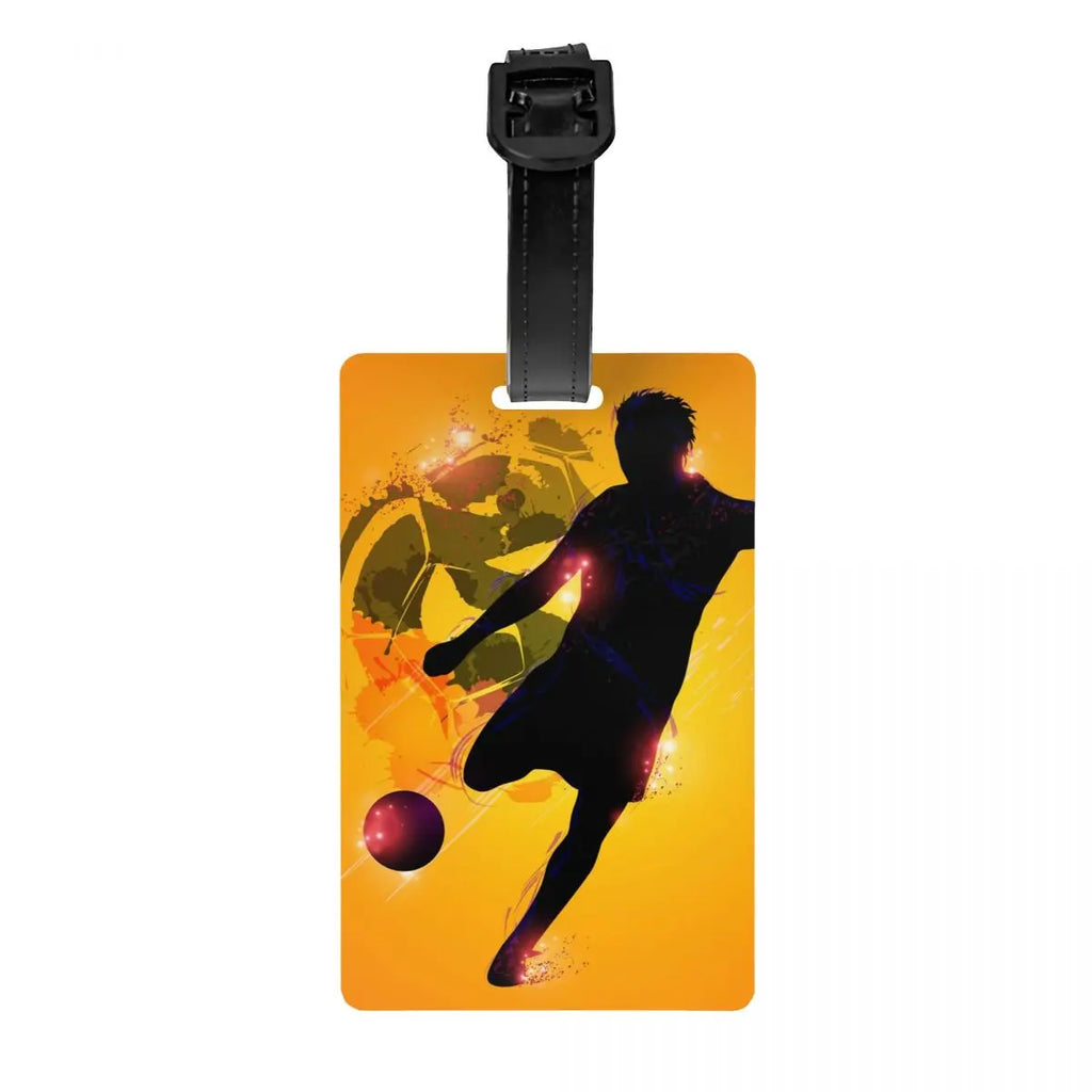 Custom Cool Soccerly Footbally Print Luggage Tag With Name Card Privacy Cover ID Label for Travel Bag Suitcase