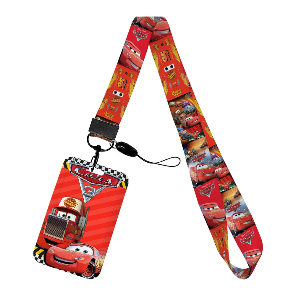 Cars Disney Movie Lightning McQueen New Arrvial Cute Cartoon Badge Holder ID Card Bus Card Holder Lanyard for Accessories Gifts