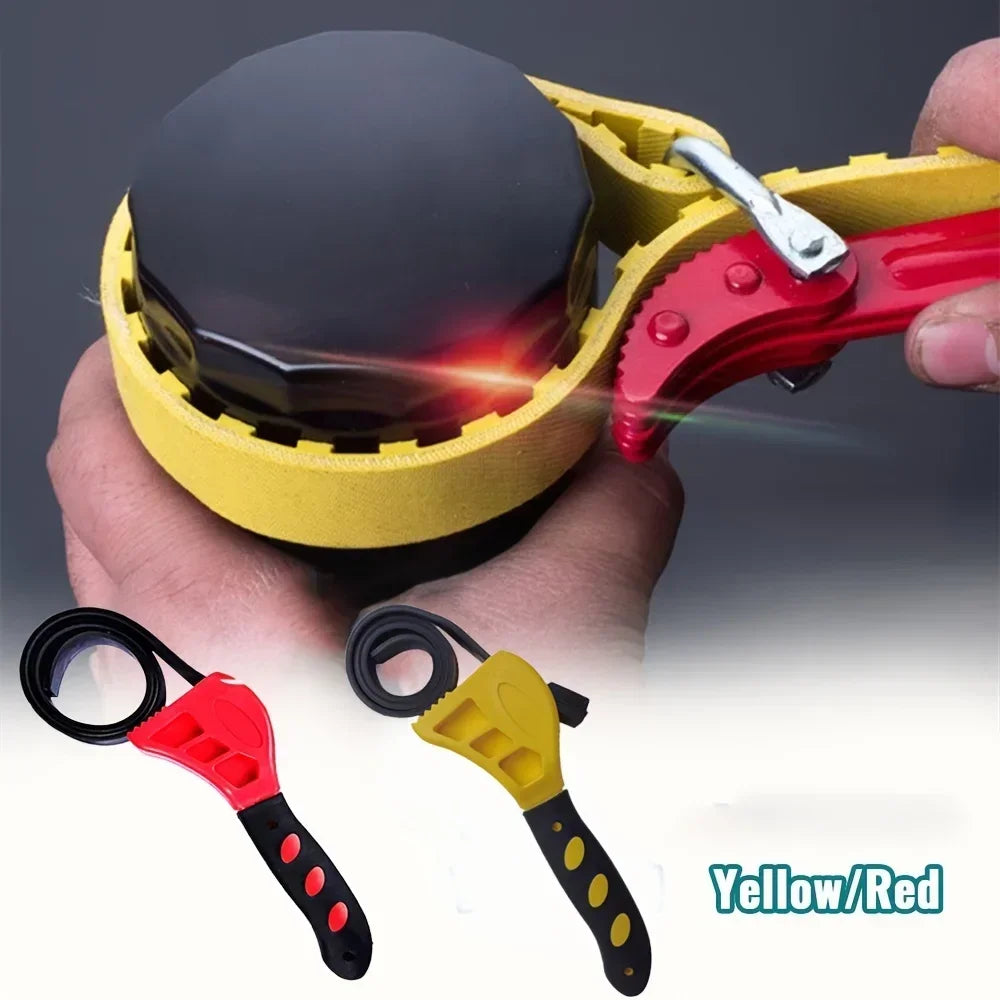 1Pcs 6/8inch Belt Wrench Oil Filter Puller Strap Spanner Chain Wrench Strap Opener, Adjustable Disassembly Tool