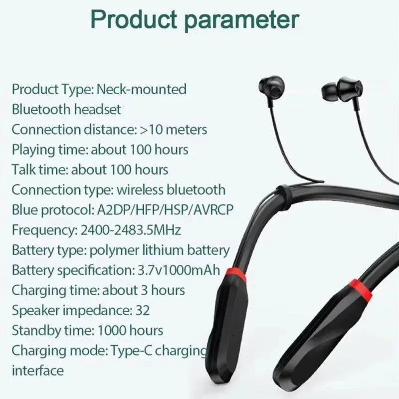 Neckband Bluetooth Headphones Wireless Earphones 9D Sound Sport Game Headset Waterproof Tws Earbuds Mic For Phone New