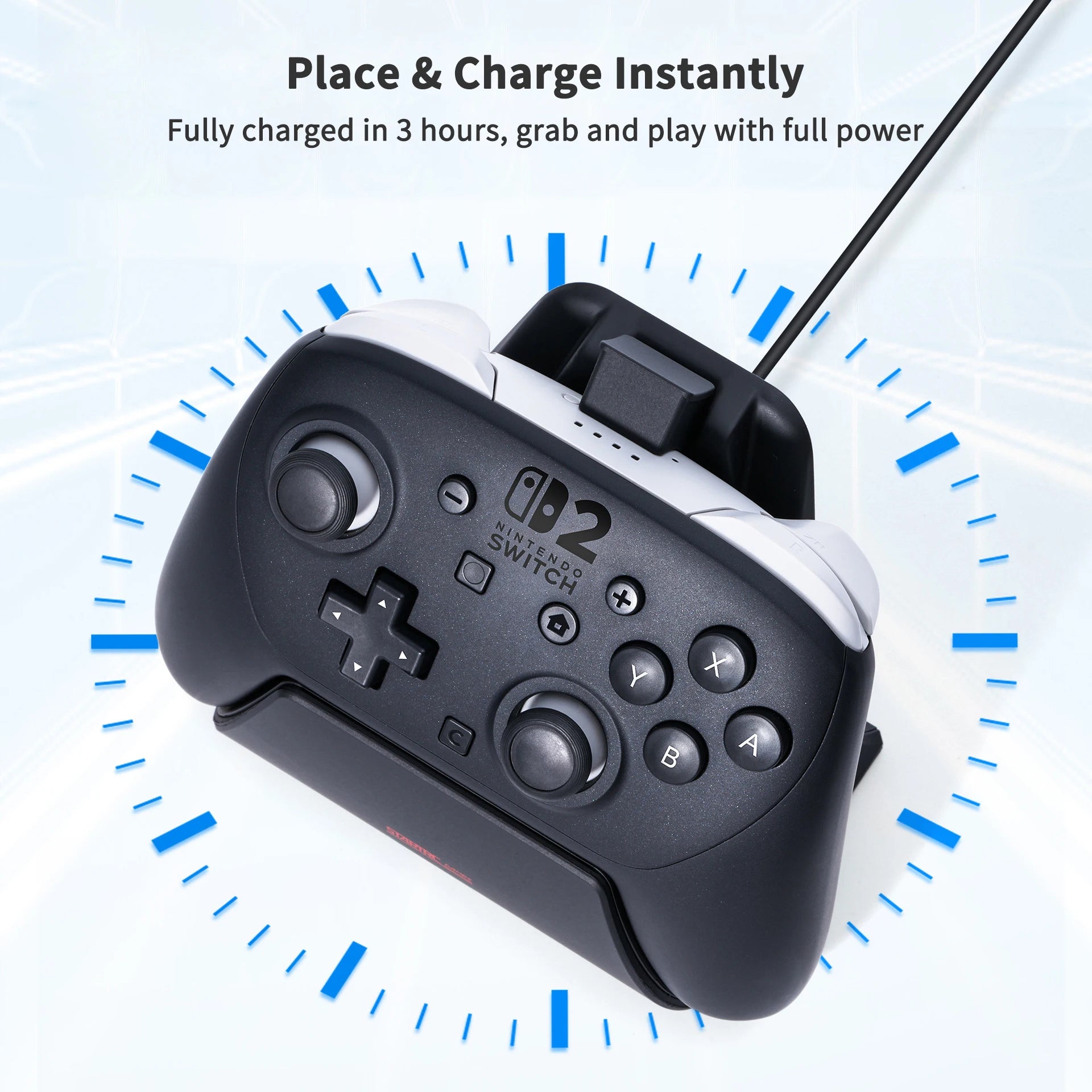 Controller Charging Dock for Nintendo Switch 2 Pro Controller, Dual USB-C Charging Station with LED Indicator, Anti-Slip Stand