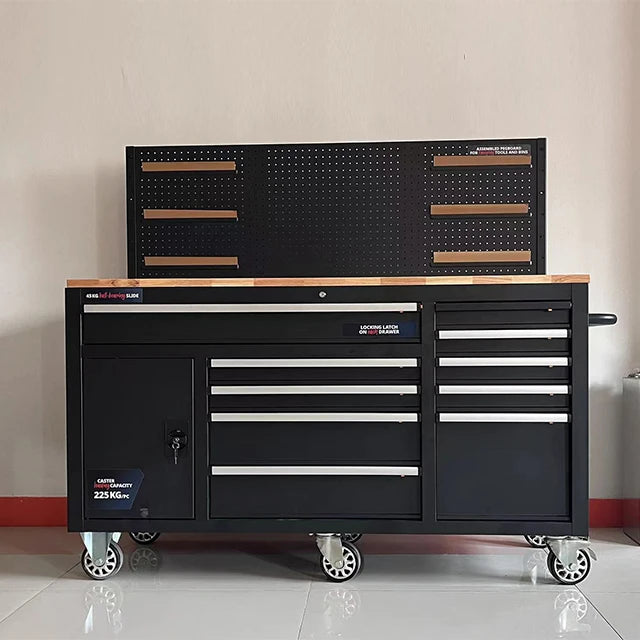 Customizable Steel Garage Workstation Tool Cabinets 10-Drawer Portable Mechanic Work Cart 300kg Load Capacity Organizer Pro