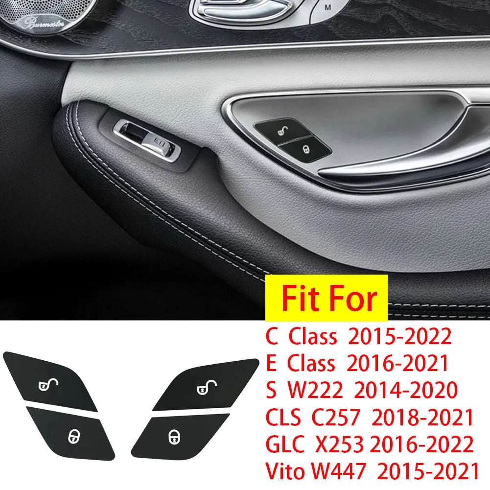 ABS Car Door Lock Unlock Buttons Cover Stickers Fit For Mercedes Benz C E Class GLC W205 W213 X253 Vito W447 Auto Accessories