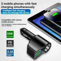 1CPS Digital Display Car Fast Charging Dual USB Car Charger Car One to Three Cigarette Lighter 66W Car Multifunctional Charger