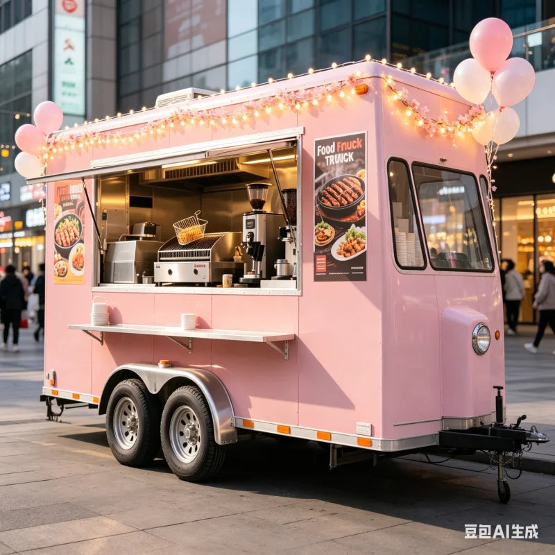 Modern Food Trailer Concession Cart With Foldable Counter Extension For Customer Convenience Professional Street Catering Cart