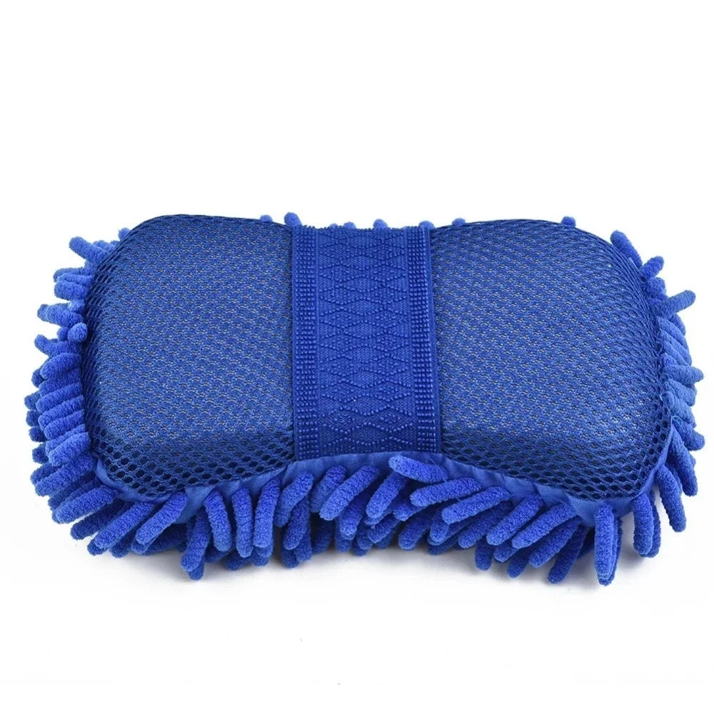 1 Pc Blue Microfiber Chenille Car Wash Sponge Care Washing Brush Pad Cleaning Tool Auto Washing Towel Gloves Styling Accessories