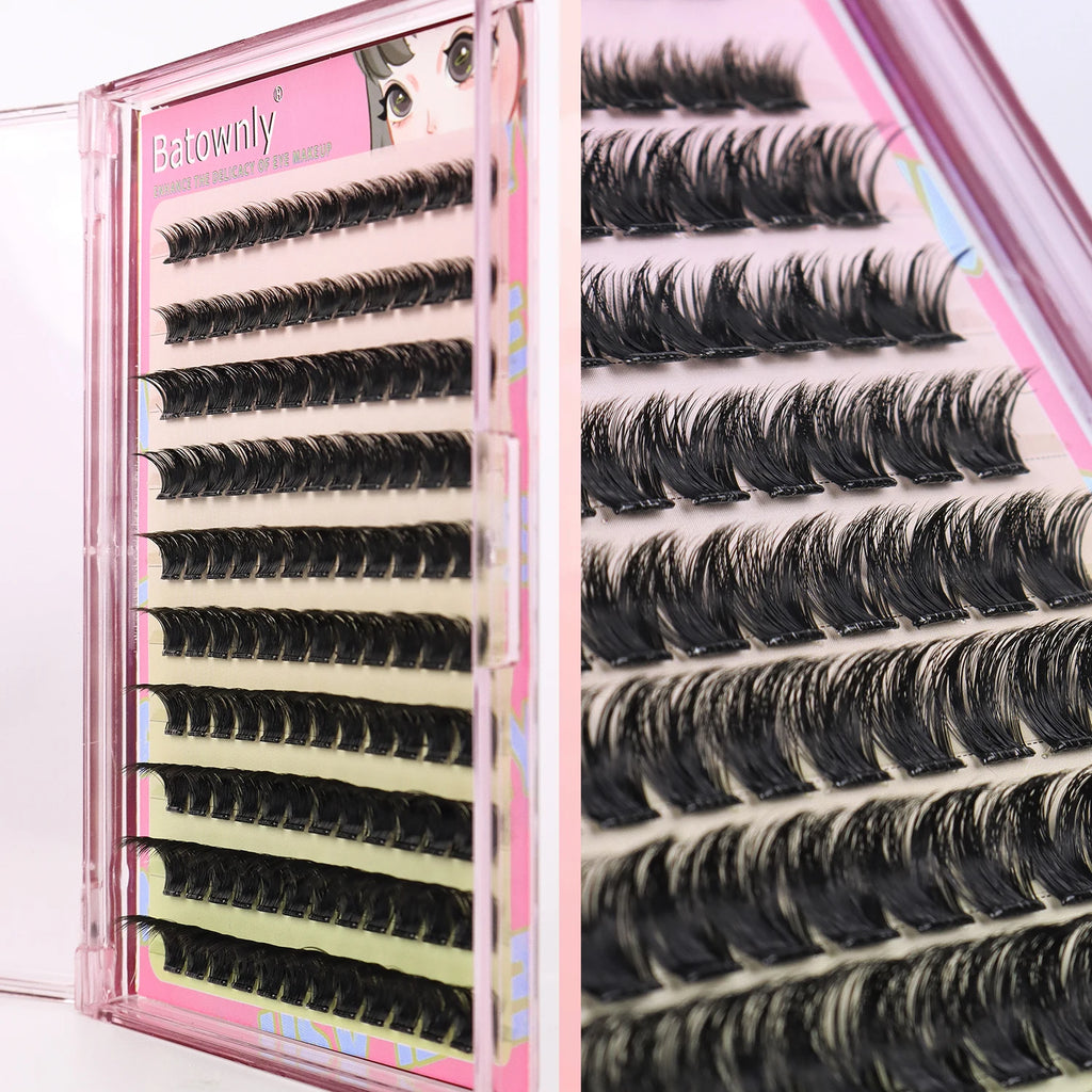 Individual Lashes 120 Pcs Self-adhesive Eyelash Cluster 10-12-14mm No Glue Curling  DIY False Eyelashes