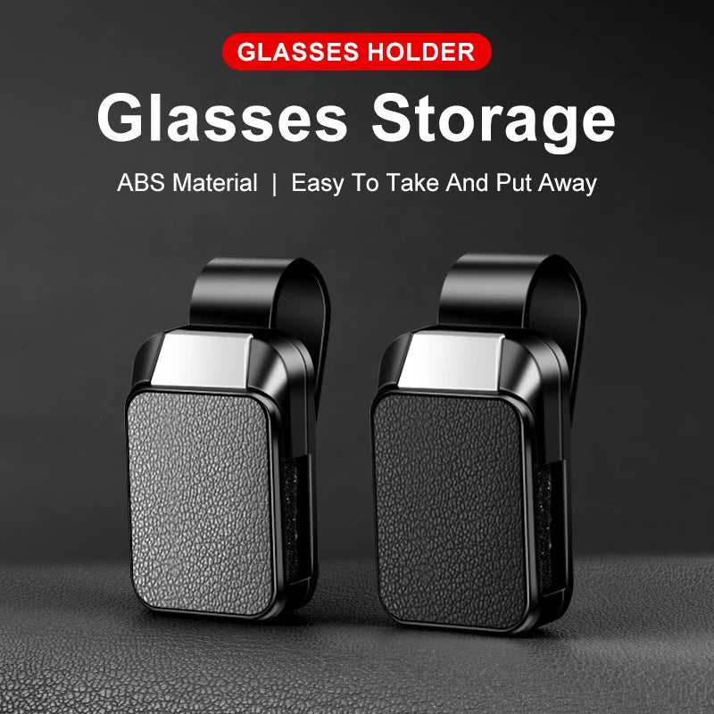 ABS Car Sunglasses Holder Sun Visor Eyeglass Clip with Leather Texture Auto Glasses Ticket Card Clip Interior Accessories