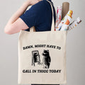 1pc Funny Might Have To Call In Thicc Today pattern Tote Bag  Canvas Shoulder Bag For Travel Daily Commute Women's Reusable Shop