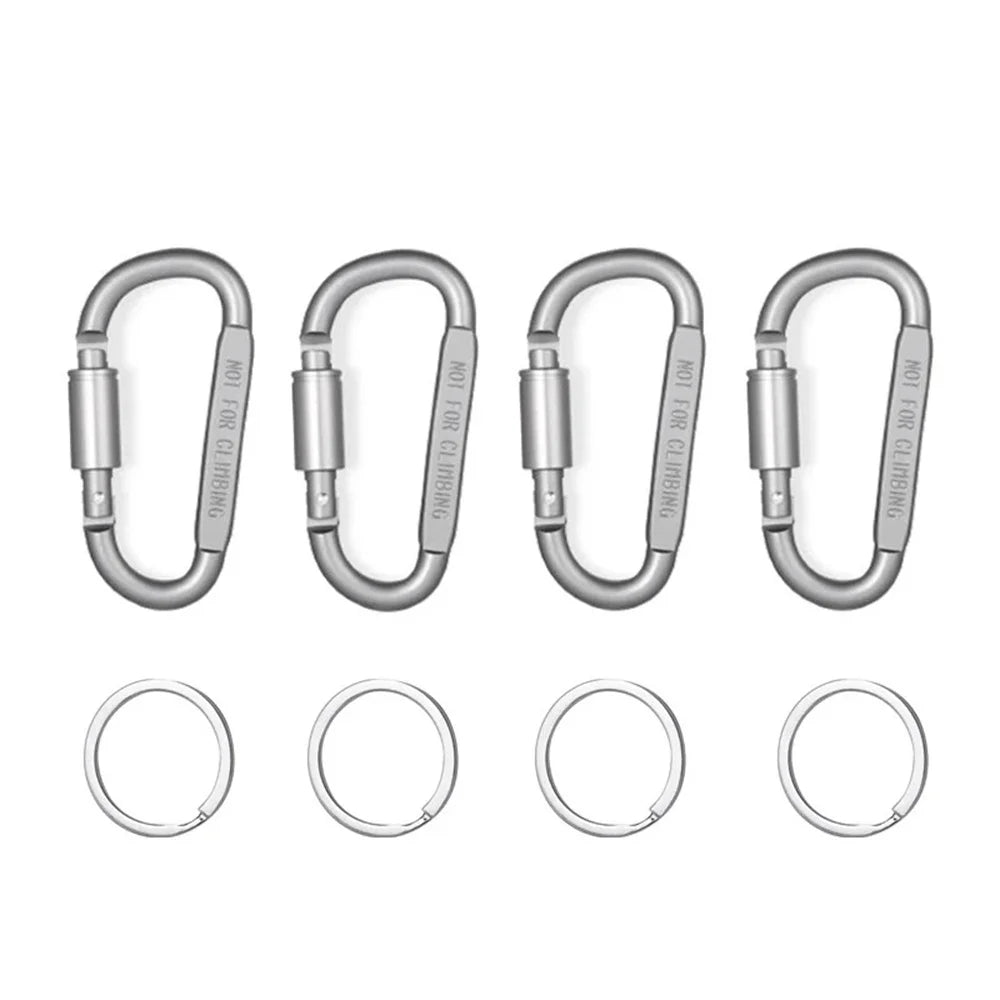 4 Pack D-ring Carabiner Clip Lightweight Aluminum Carabiners With Barrel Locking For Keychain Tactical Bag Backpack