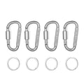 4 Pack D-ring Carabiner Clip Lightweight Aluminum Carabiners With Barrel Locking For Keychain Tactical Bag Backpack