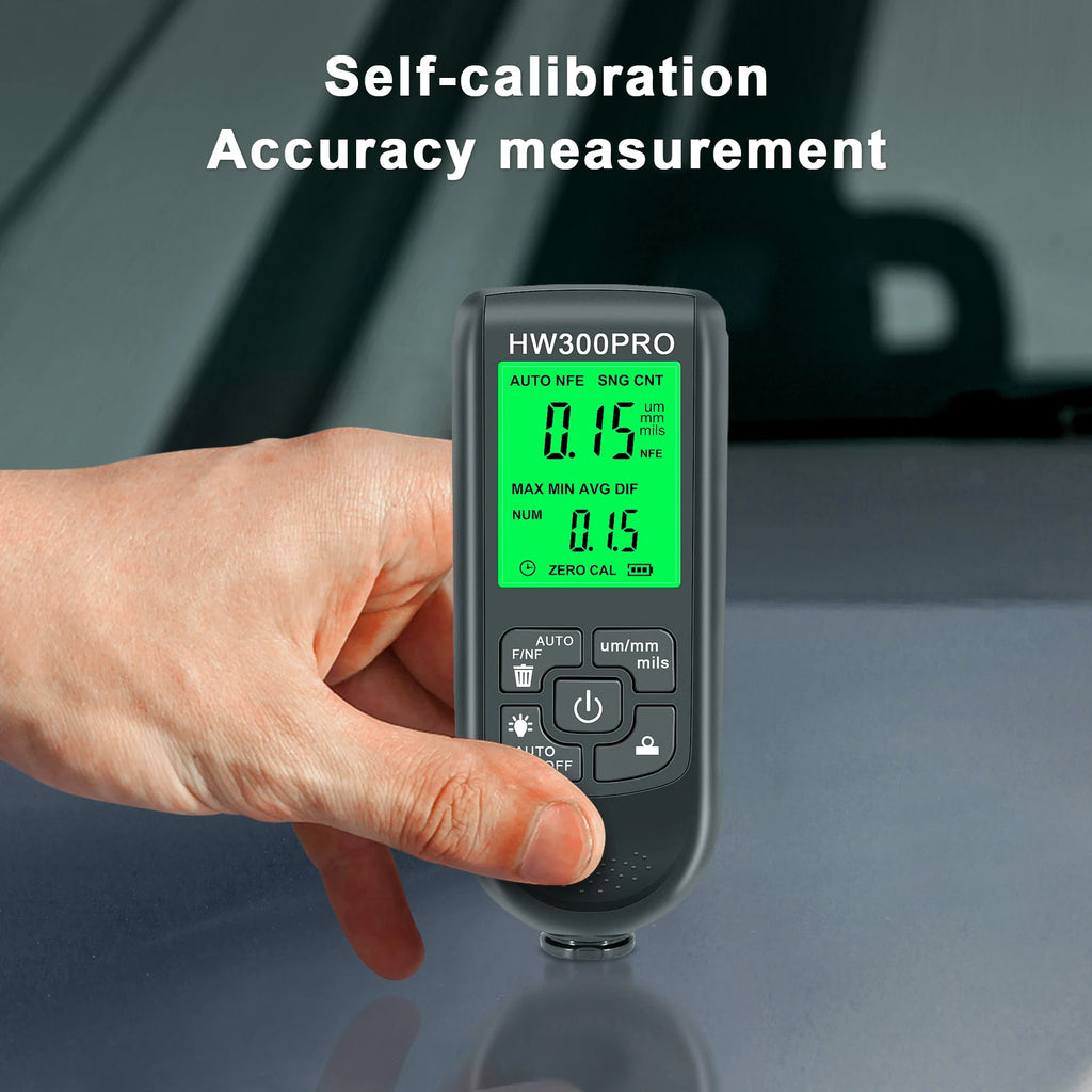 High Precision LCD Digital Thickness Meter 0-2000μm - Car Paint Coating Film Tester w/ 3 Probe Modes, 3 Units & Zero Reset