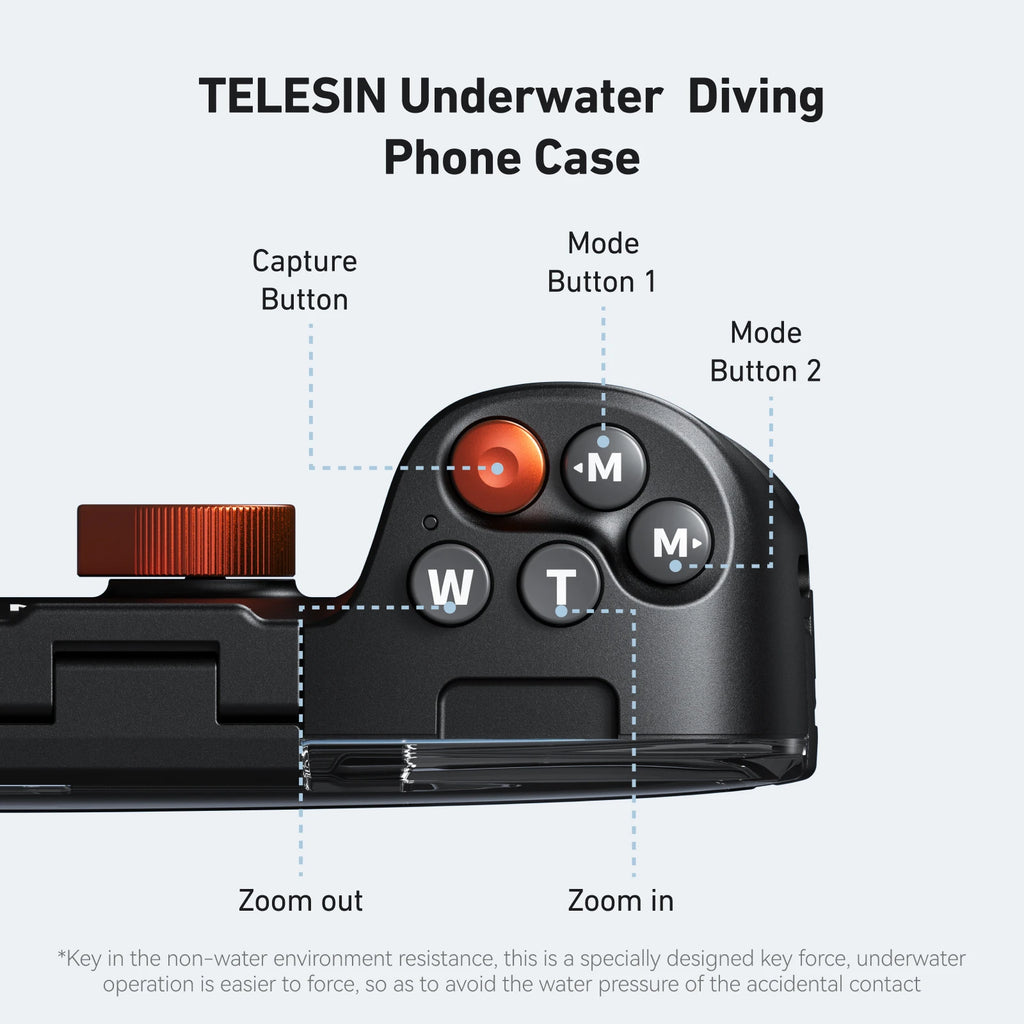 TELESIN Underwater Snorkeling Diving Phone Waterproof Case Universal Underwater Photo & Video Diving Housing Handle Grip