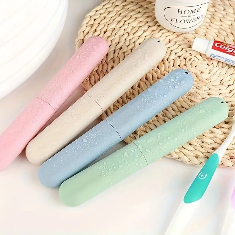 4pcs Travel Toothbrush Box, Toothbrush Storage Box,Plastic Toothbrush Holder With Air Vent, Suitable For Travel Family Packaging
