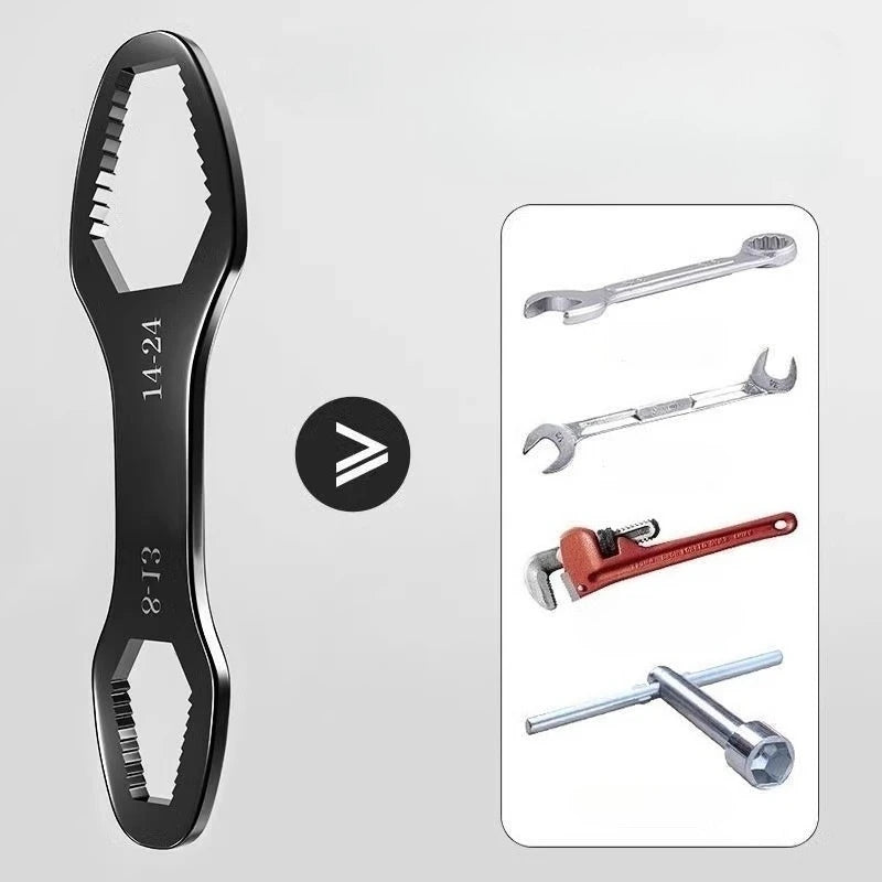 1pcs Universal Double Ended Wrench, Self-Tightening 8-22mm Screw Nuts Repair Wrench Adjustable Double-Headed Ratchet Spanner ﻿