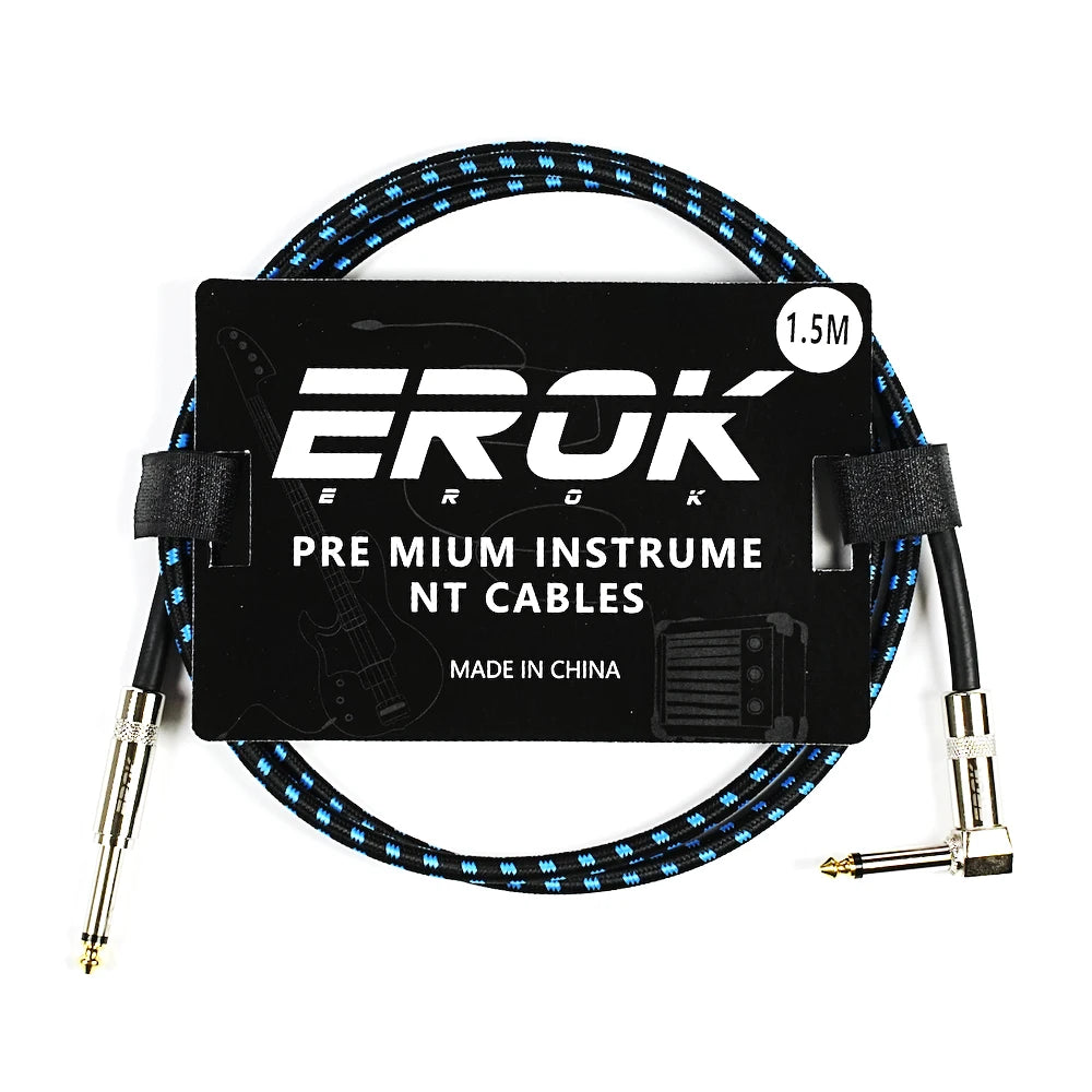 EROK 1.5/3/6/10M Guitar Audio Cables Anti-Noise Line 6.35mm Male to Male Colorful Braided Line Pedal Guitar Bass Universal Cable