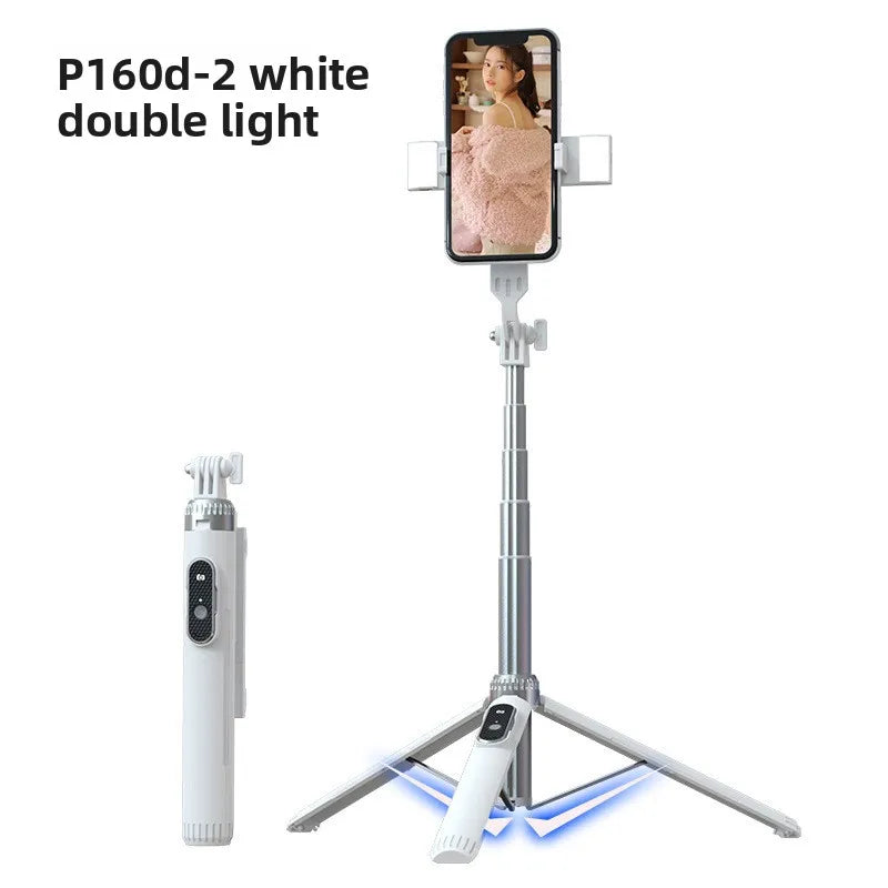 P160 Selfie Stick Tripod 1.6 M Aluminum Alloy Retractable Mobile Phone Holder with Rechargeable Bluetooth for IOS Android
