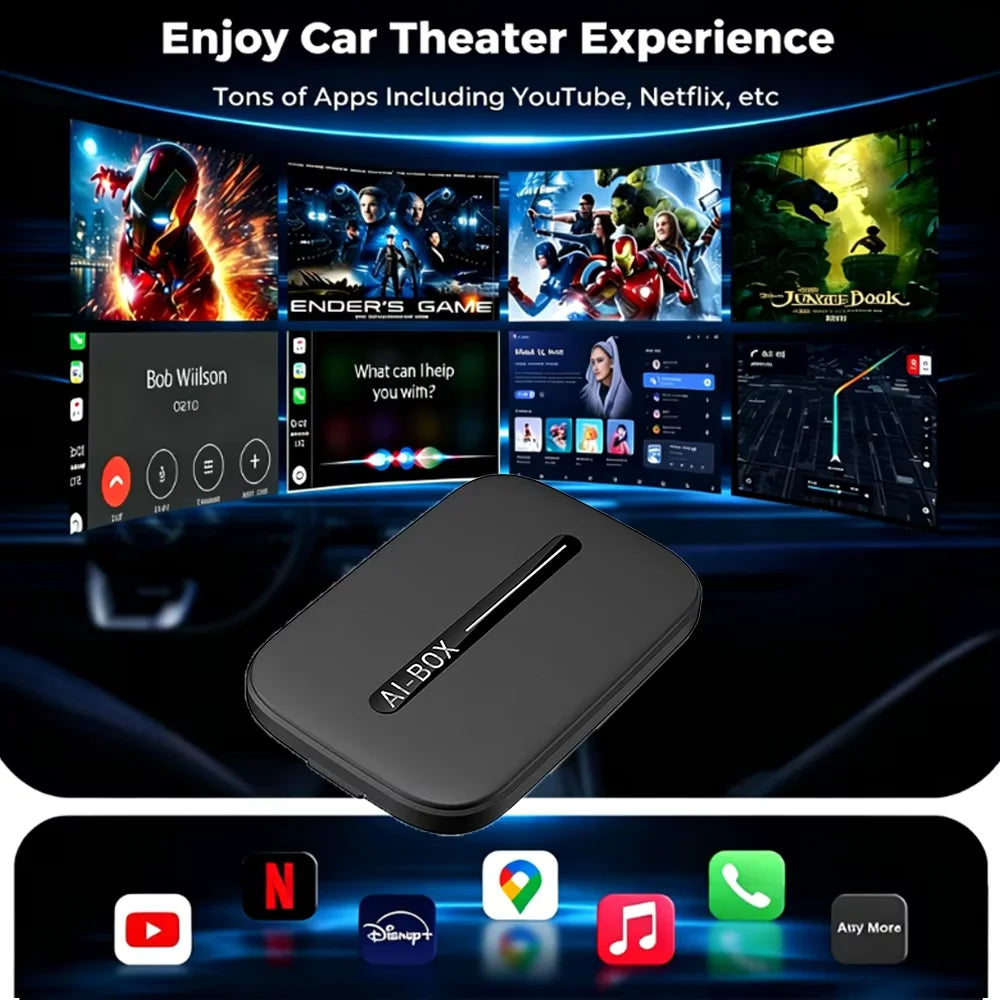 CarRocket Android 15 Wireless CarPlay Android Auto 4in1 CarPlay Ai Box 4Cores 2GB RAM+16GB ROM Plug and Play Stable Transmission