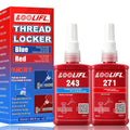 Blue & Red Thread Locker, Medium High Strength Thread Sealant for Nuts Bolts Fasteners Metal Threads, Anti-Loosening Anti-Leak Anaerobic Thread Lock Compound, 50ml×4 Pack Thread Lock Adhesive Glue