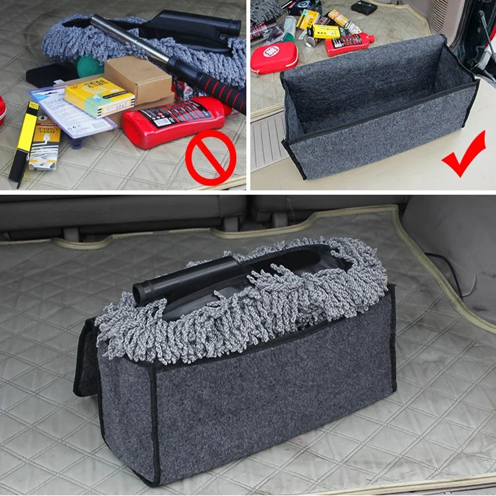 KKJOY Felt Car Trunk Organizer Folding Storage Bag for Auto Rear Seat Back Off-Road 4x4 Mounting Pouch Durable Accessories