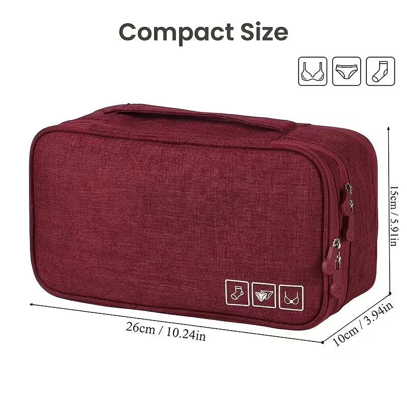 Portable Travel Underwear Organizer – Foldable – Zippered Storage Bag for Bras, Socks,and Underwear – Compact Suitcase Organizer