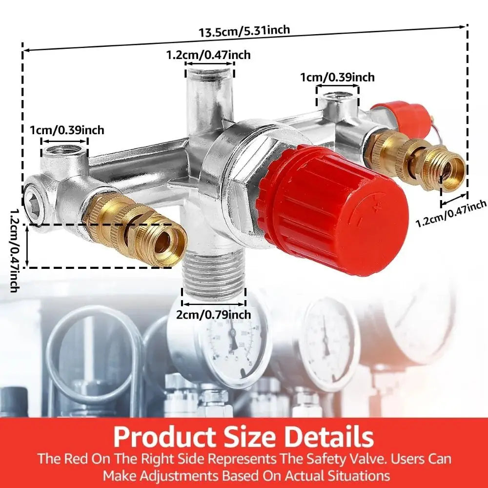 90-120PSI Air Compressor Pressure Valve Kit Dual Pressure Gauges Vertical Switch Air Compressor Control Switch Quick Adjustment