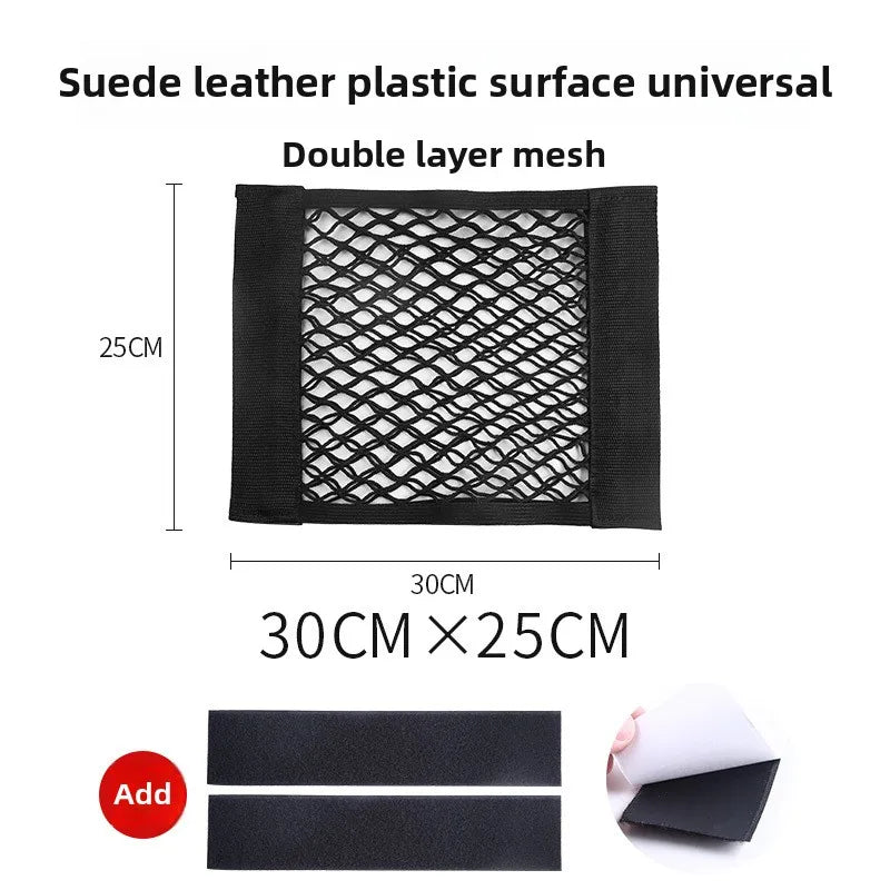 Car Trunk Storage Mesh Pocket Hook Loop Net Bag Organizer Tail Seat Back Pocket Universal Auto Magic Tape Interior Accessories